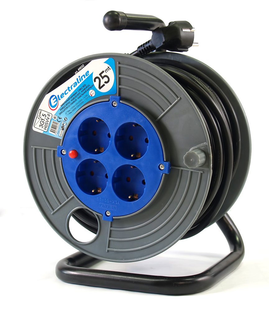 Ilgiklis ritė ELECTRALINE, 4 lizd., 25 m, su įž., 3 x 1,5, H05-VVF 49032