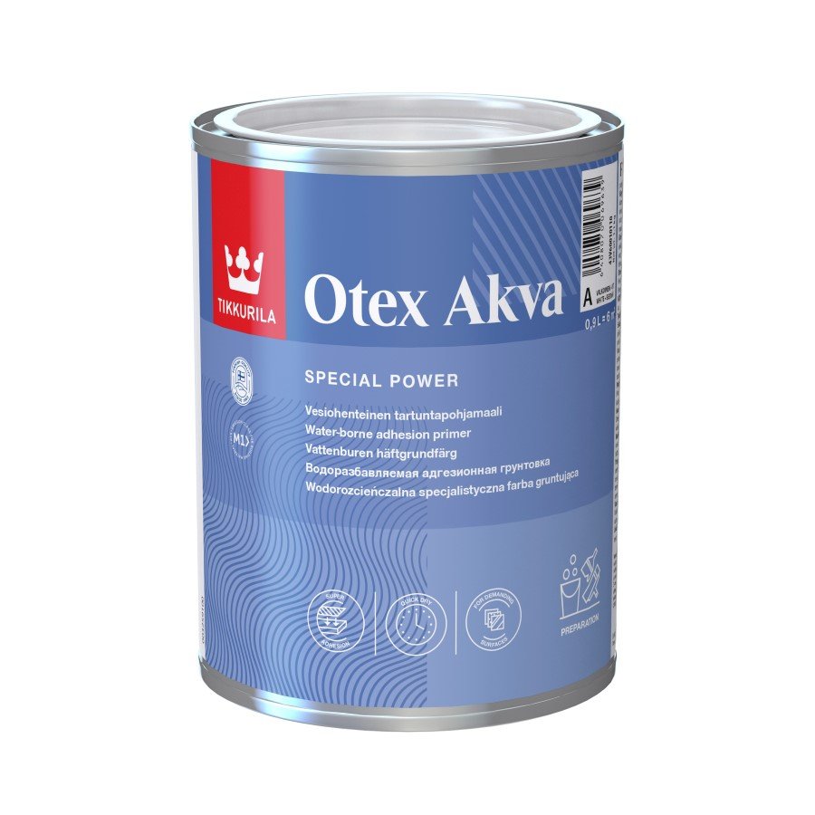 Gruntas TIKKURILA Otex Akva, vandeninis, stiklui, glazūrai, plastikui, A bazė, 0,9l