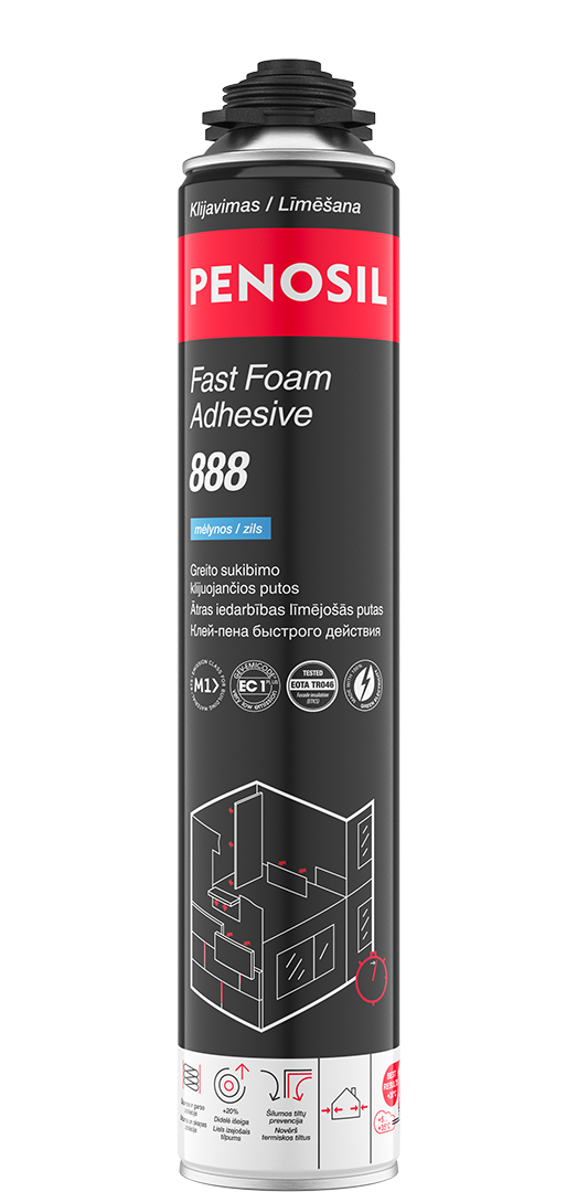Klijuojančios putos PENOSIL Fast Foam Adhesive 888, 830 ml, mėlynos spalvos, greito sukibimo
