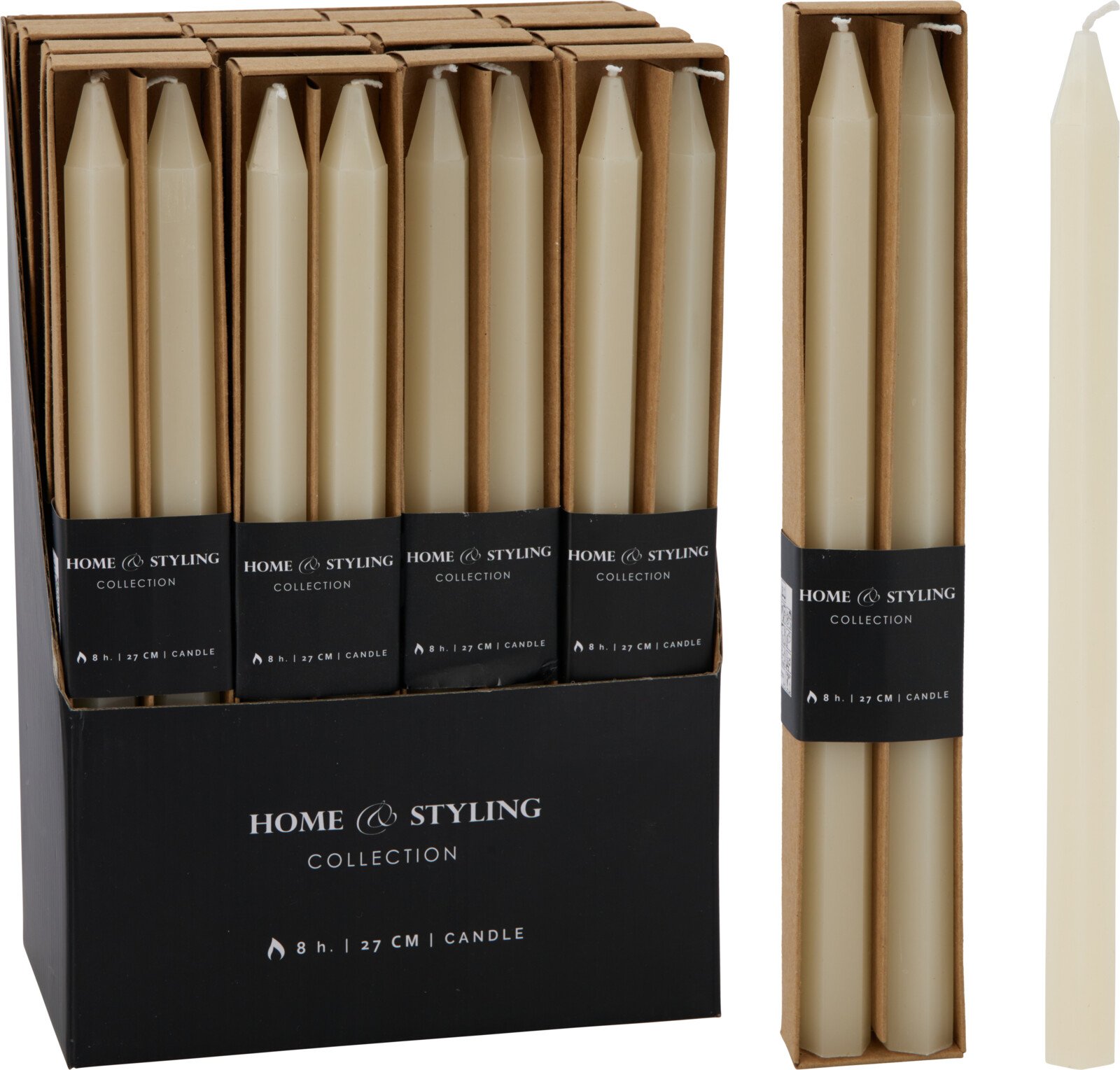 Vakarienės žvakių rinkinys, 2 vnt., ilgis 27 cm, baltos sp.