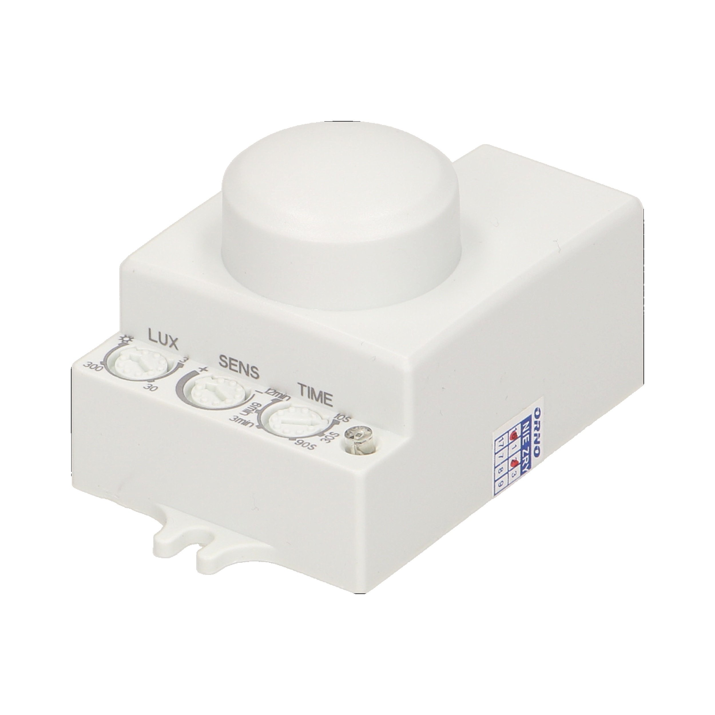 Judesio jutiklis SPECTOR LIGHT 17930S, IP20, 360°, 1-8 m, 1200W, 220-240V, 3-2000LUX, 5.8GHz radaras, mikrobangų sensorius, 54,5 x 39,4 x 37,2 mm, balta