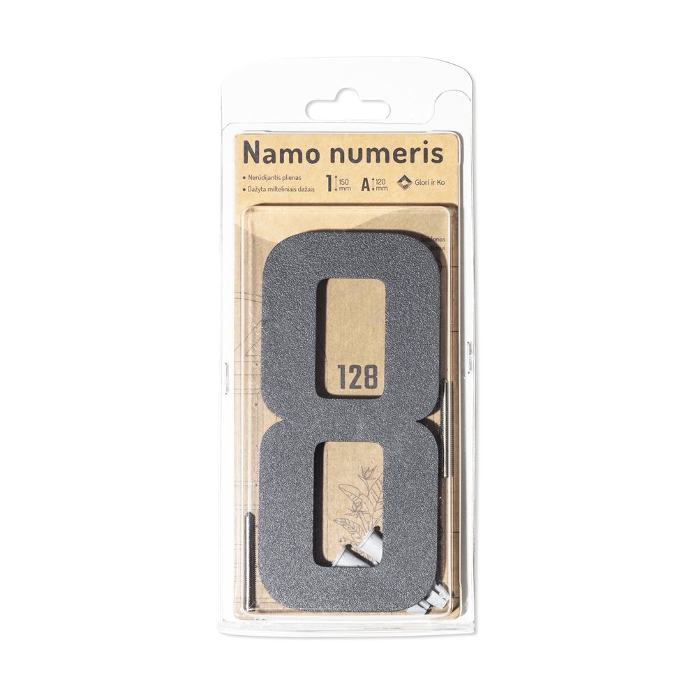 Namo numeris 8, 150 mm, antracito sp, nerūdijantis plienas