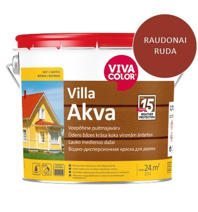 Medinių fasadų dažai VIVACOLOR Villa Akva, 2,7 l, raudonai rudos 2669 sp.