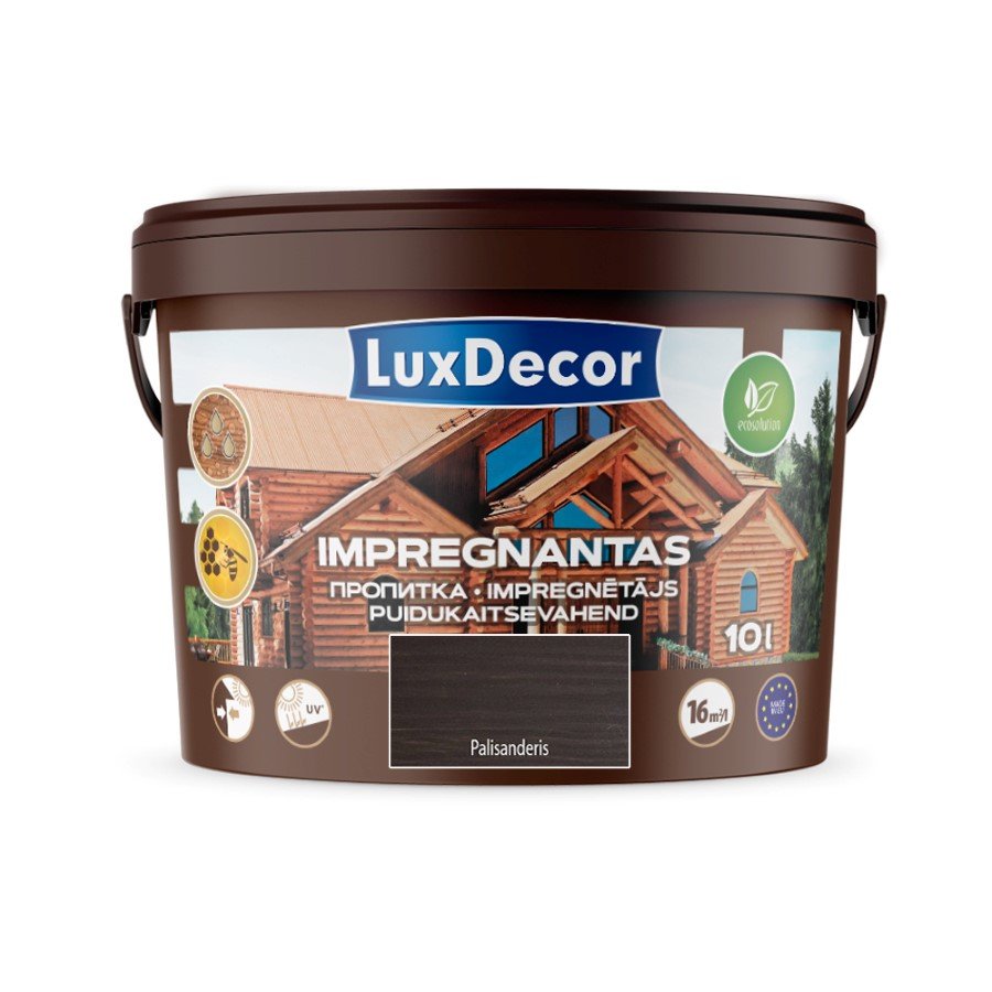 Impregnantas medienai LUXDECOR, (09) palisanderis, laukui ir vidui, 10 l