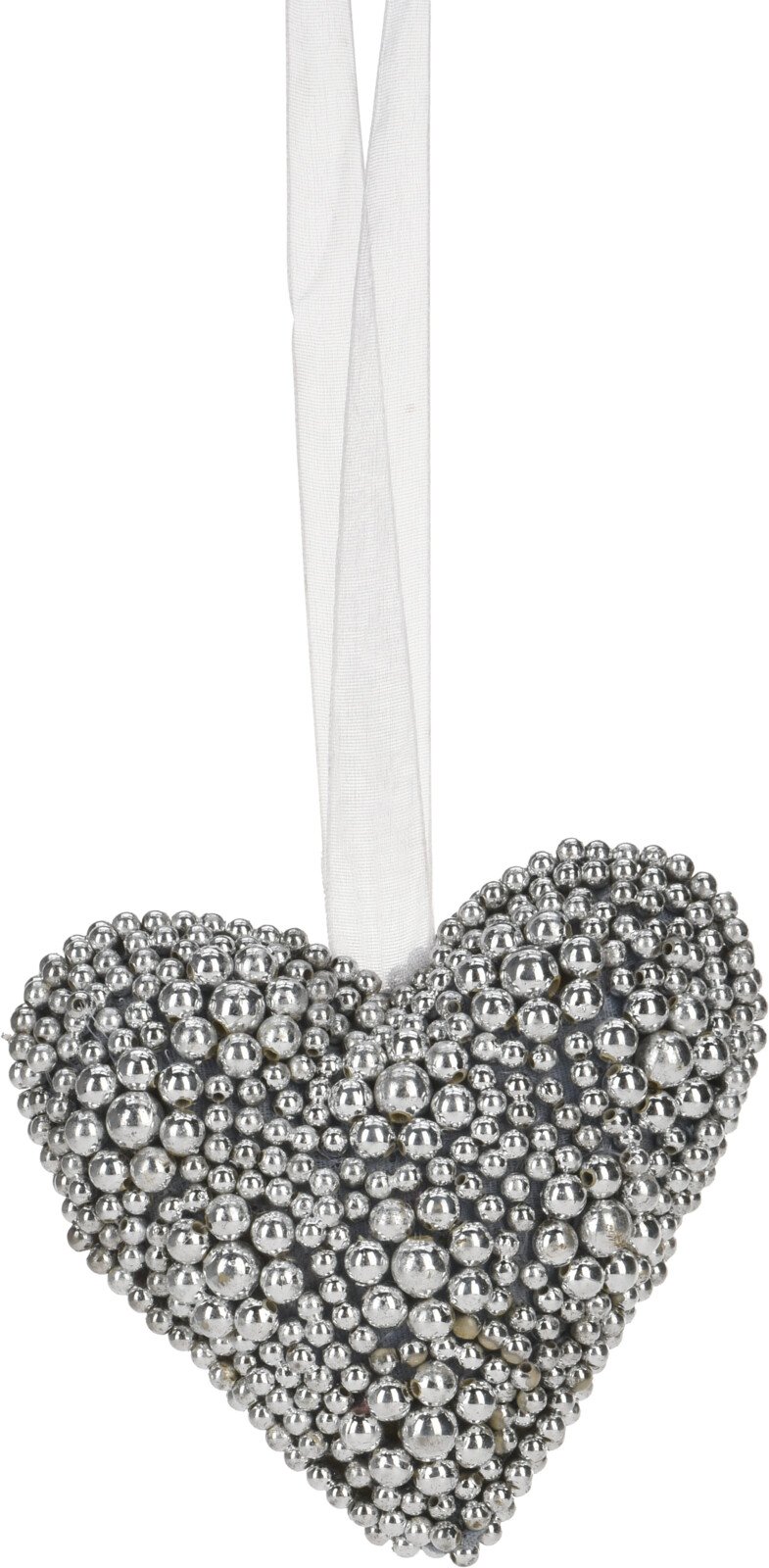 Eglutės žaisliukas Širdelė, sidabrinės sp., 10 cm