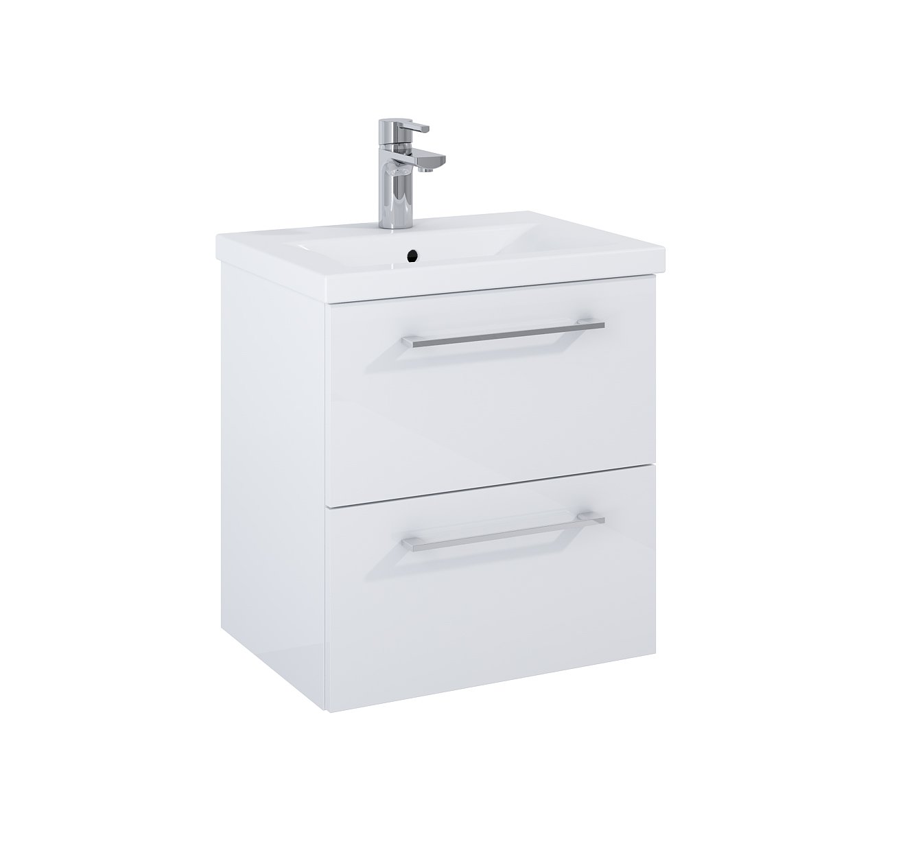 Vonios spintelės komplektas ELITA Roma Plus Compact 50, 56,7 x 39,7 x 51,5 cm, apatinė, pakabinama, su praustuvu, balta, blizgi,  2DR, 167456