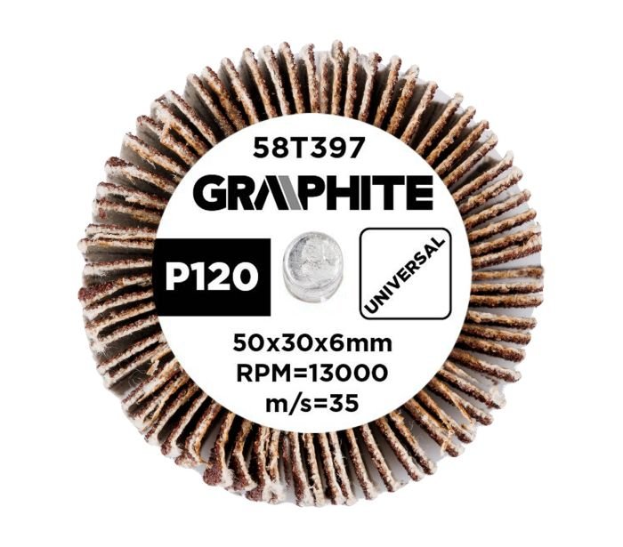 Žiedlapinis šlifavimo cilindras GRAPHITE, 50 x 30 x 6 mm, P120