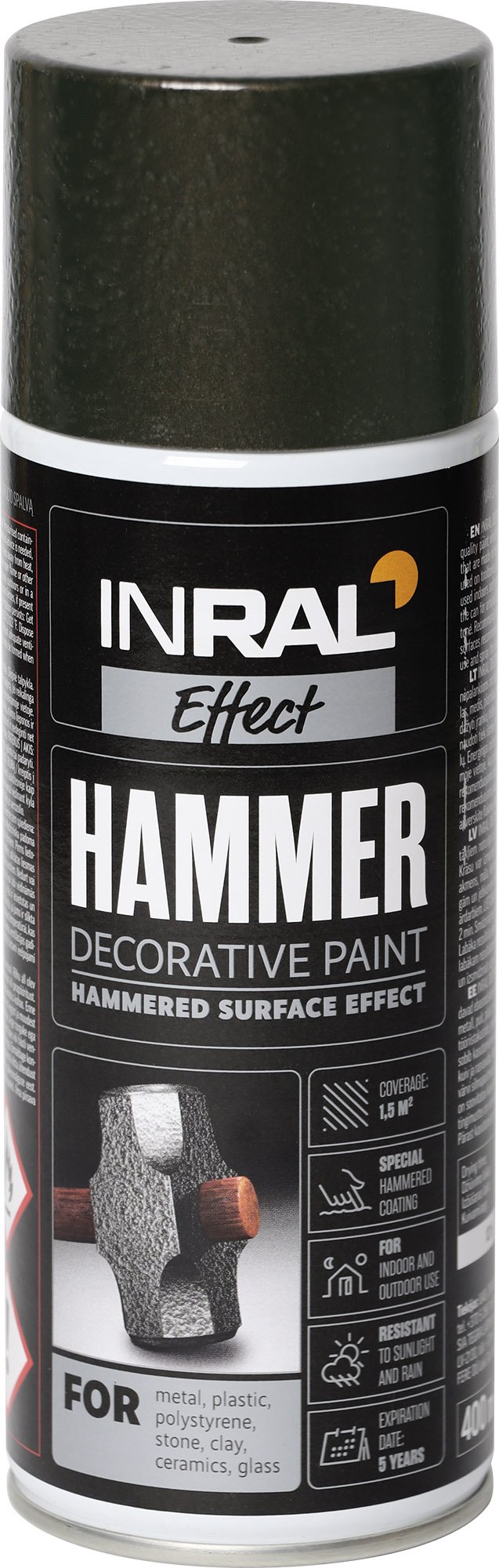 Aerozoliniai dažai INRAL Decor Hammer, antracitas, 400ml