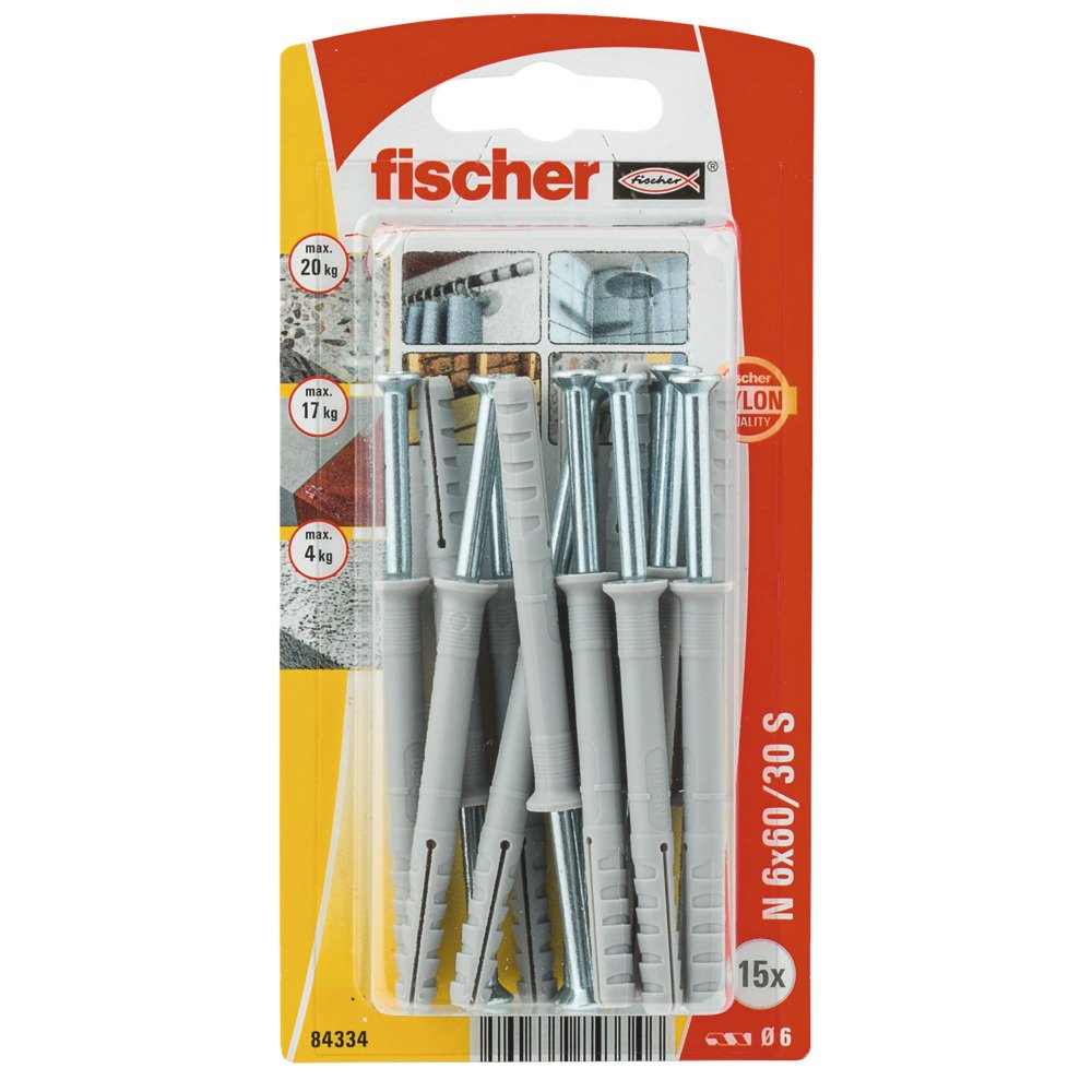 Kalami kaiščiai FISCHER, 6 x 60 mm, 15 vnt.