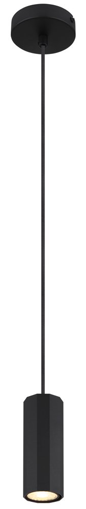 Pakabinamas šviestuvas GLOBO James, GU10, 1 x 25W, 230V, matinis juodas metalas, PVC juodas laidas, reguliuojamas aukštis, 100 x 1200 mm