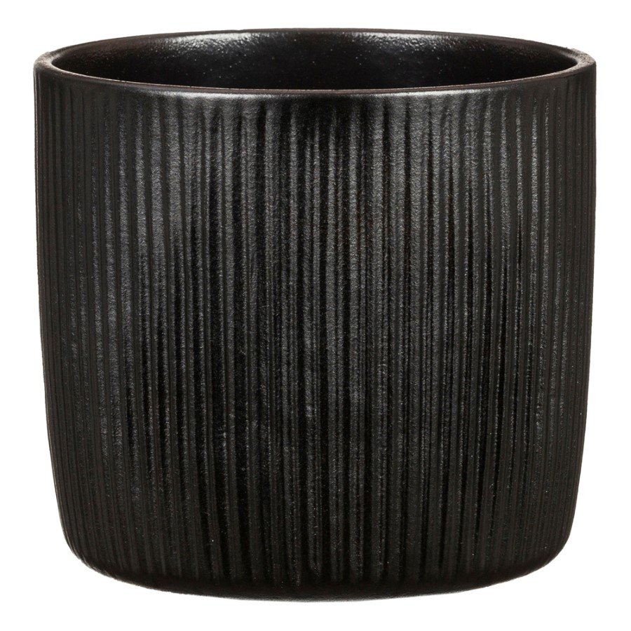 Kambarinis keraminis vazonas SCHEURICH (909/18), juodos sp., vazono skersmuo 18 cm.