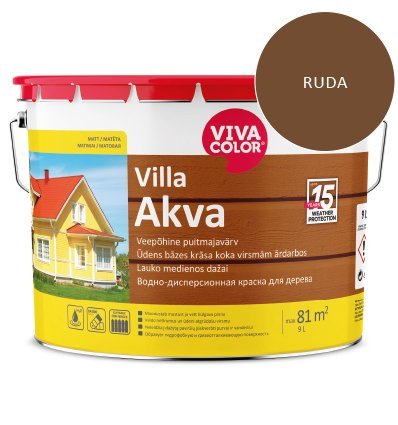 Medinių fasadų dažai VIVACOLOR Villa Akva, 9 l, rudos 540X sp.