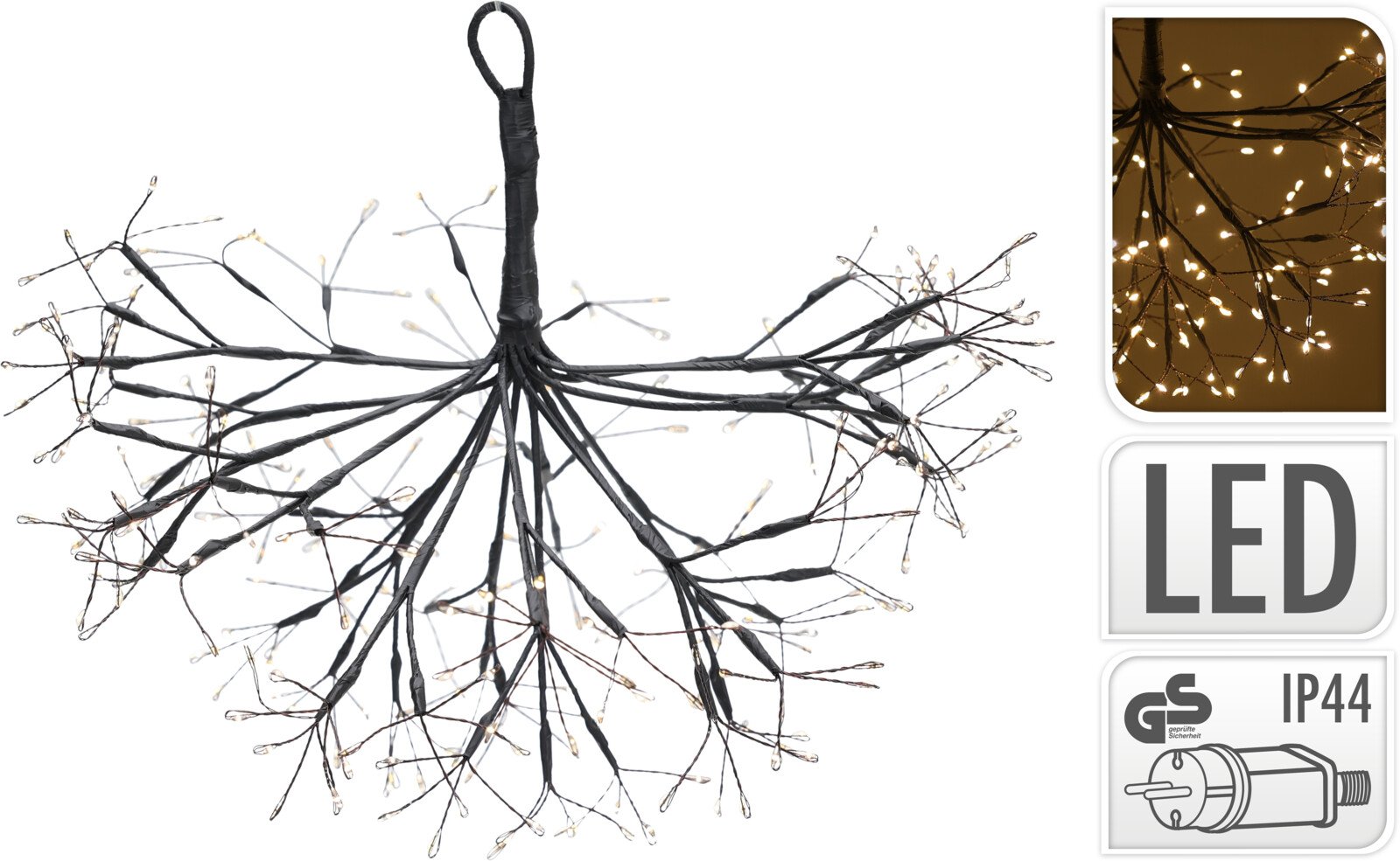 Šviečianti pakabinama dekoracija, 240 LED lemputės šiltos baltos sp.