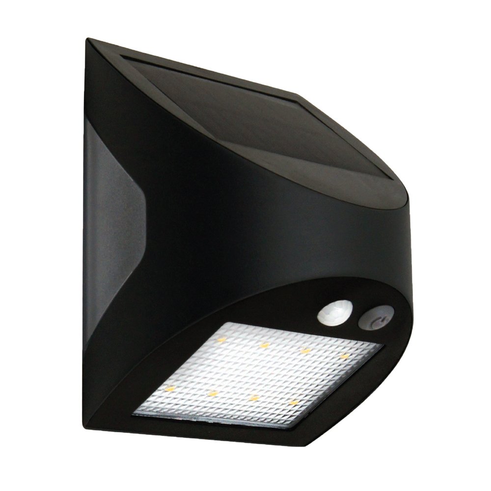 Lauko šviestuvas sieninis SPECTOR LIGHT, su saulės elementais/baterija 3,7V 1200mAh, su PIR judesio davikliu, 3W, 4000K, 300lm/10Lm, juodos sp.