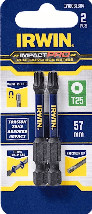 Smūginiai sukimo antgaliai IRWIN Impact Pro, 57 mm, 2 x T25