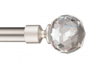 Užbaigimas karnizui STOL-KAR Kula Crystal, 1 vnt., skersmuo 19 mm, metalinis, matinio chromo spalvos