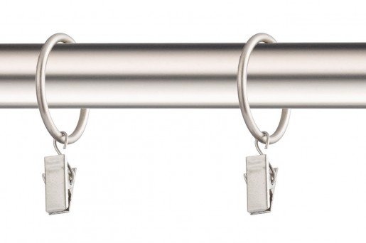 Karnizo žiedai STOL-KAR 10 Vnt., Metaliniai karnizo žiedai su segtukais. Skersmuo - 16mm. Spalva - matinis chromas. Paluotėje - 10vnt.