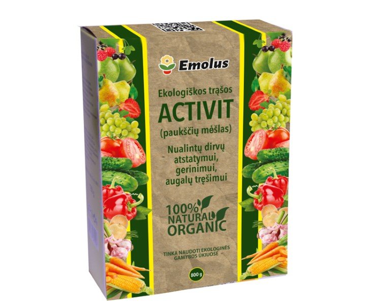 Organinės, granuliuotos, ekologinės trąšos Activit, 0,8 kg