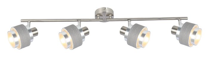 Kryptinis šviestuvas RABALUX Basil, E14, 4 x 10W, 230V 50Hz, satininio chromo / sidabrinio ąžuolo sp., 125 x 740 x 170 mm, 5382