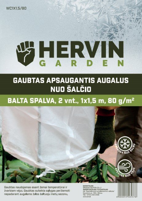 Gaubtas apsaugantis nuo šalčio HERVIN GARDEN A691330004, baltos sp., 2 vnt., 1 x 1,5 m, 80g/m2, WC1X1,5/80