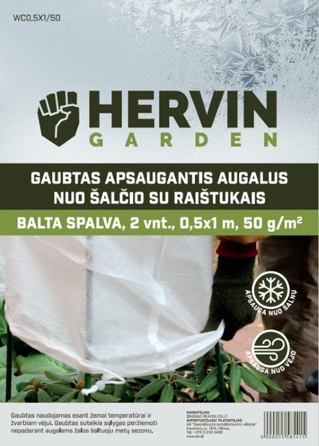 Gaubtas apsaugantis nuo šalčio HERVIN GARDEN A691330008, su raištukais, baltos sp., 2 vnt., 0,5 x 1 m, 50g/m2, WC0,5X1/50