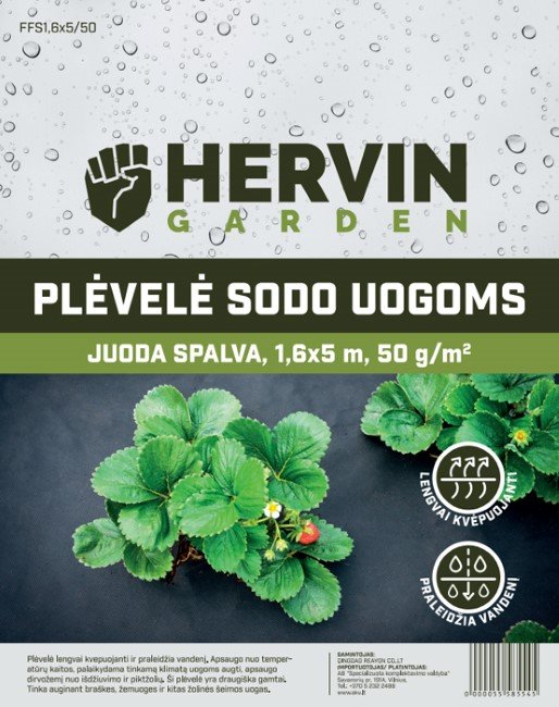 Plėvelė sodo uogoms auginti HERVIN GARDEN A691330018, 1,6x5m, 50g/m2., FFS1,6x5/50