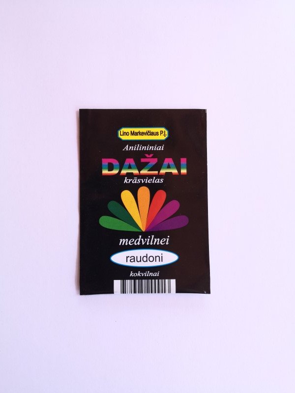 Aniliniai dažai kiaušinių medvilnės dažymui, raudona spalva