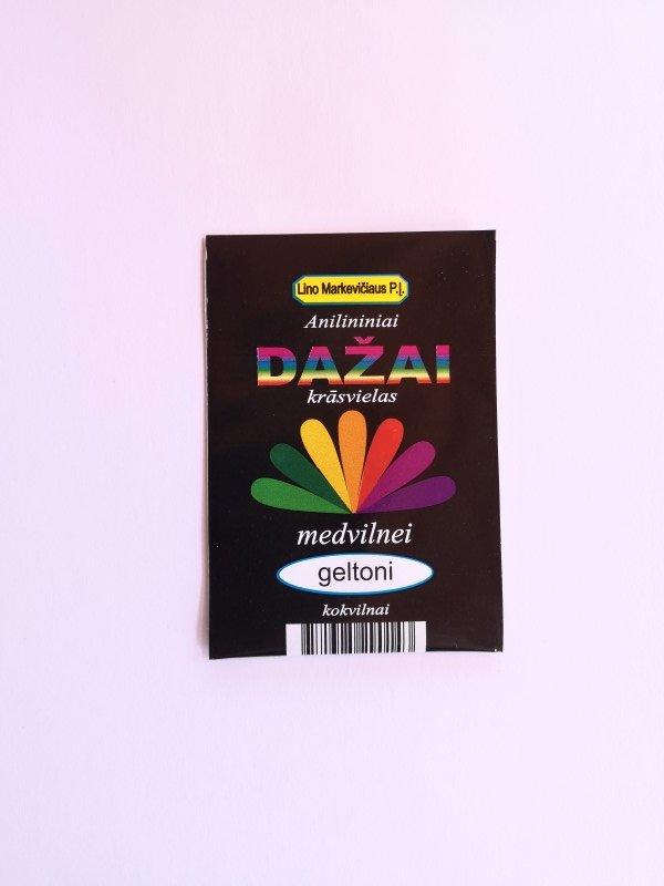 Aniliniai dažai kiaušinių medvilnės dažymui, geltona spalva