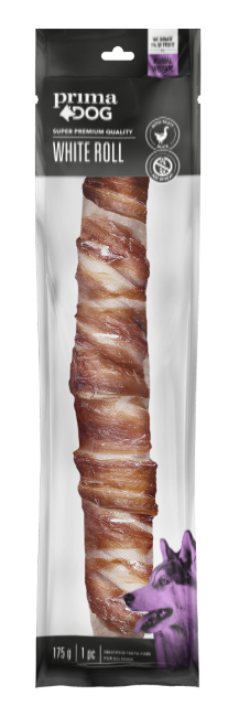 Skanėstas šunims PRIMADOG, baltas, suktinis su antiena, 38cm, 1vnt, 175g