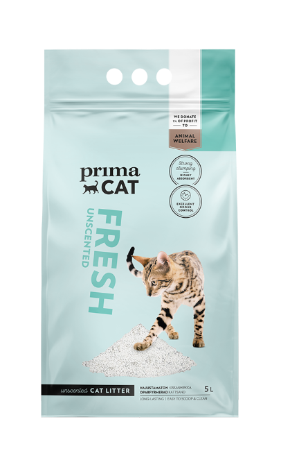 Kraikas katėms PRIMACAT, bekvapis, baltas 5l