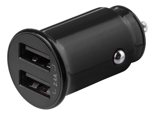 Automobilinis USB įkroviklis DELTACO Usb-Car124, 2xUSB, 2,4A, 12W, 12-24V, juodos spalvos