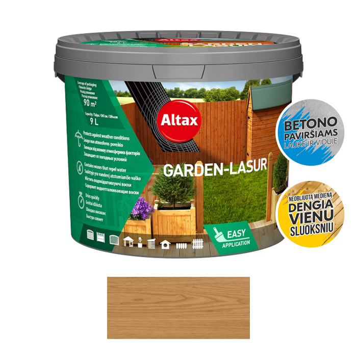Dekoratyvinis impregnantas medienai ALTAX Garden-Lasur, 9 l, ąžuolas