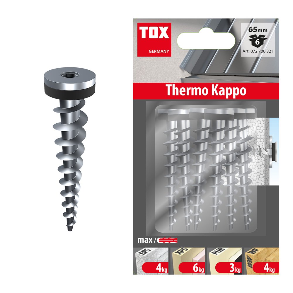 Izoliacinis kaištis TOX Thermo Kappo, 15 x 65 mm, TORX30, 6 vnt.