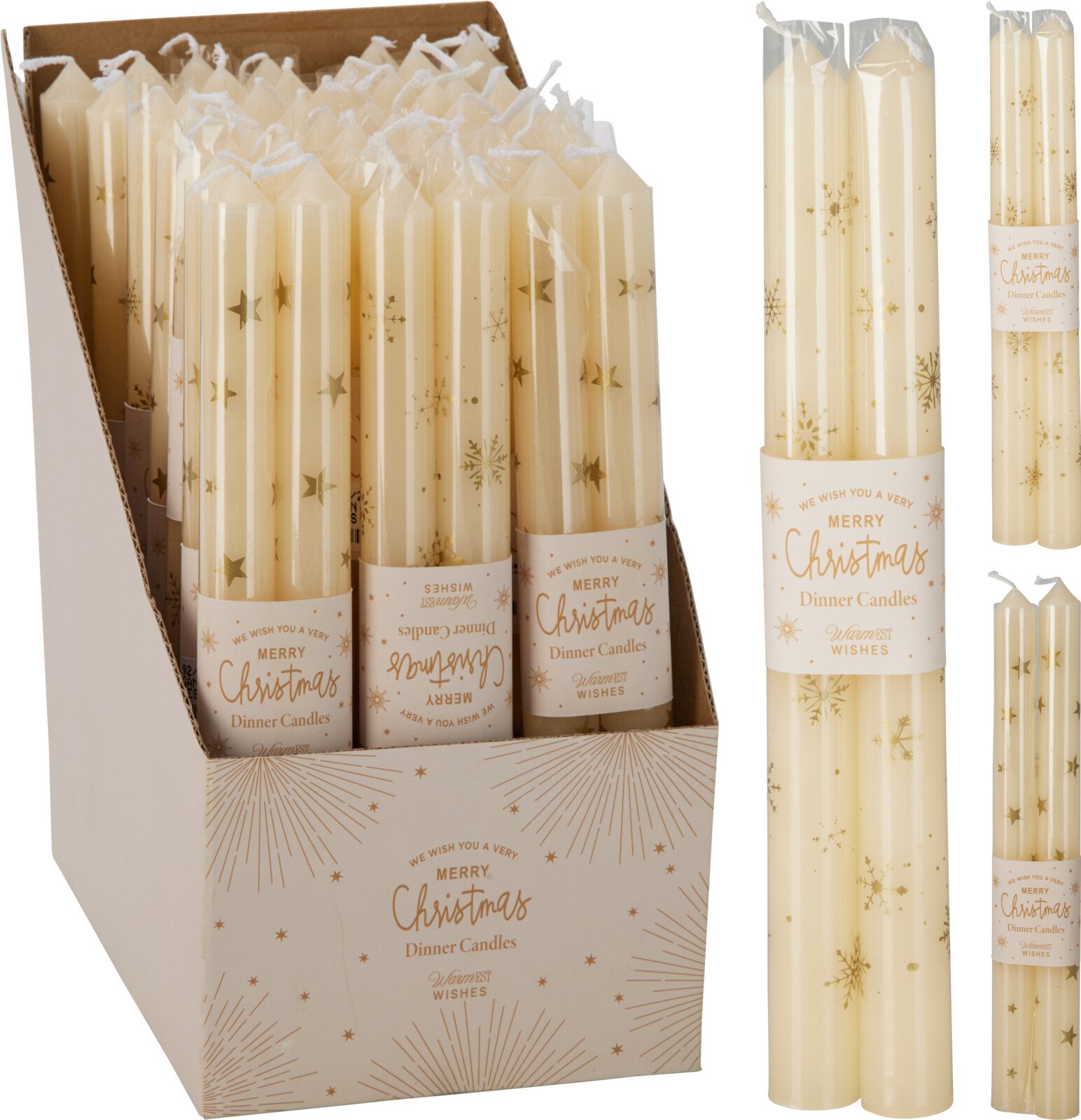 Vakarienės žvakių rinkinys, 2 vnt., baltos sp., ilgis 25 cm