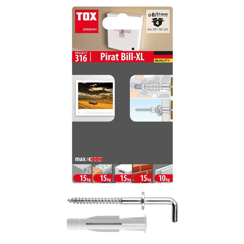Universalus kaištis su kabliu TOX Trika/Pirat Bill-XL, 4 vnt.