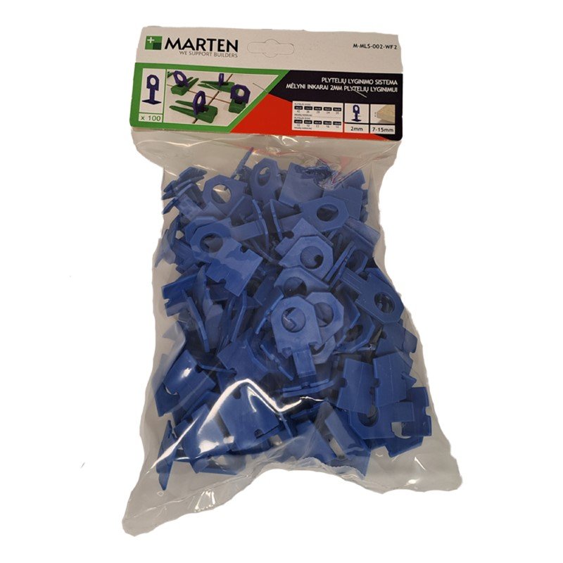 Plytelių inkaras MARTEN, storis 2 mm, 7-15 mm, išlyginimo sistemai, mėlynas, 100 vnt.