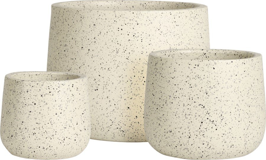 Lauko vazonas, kreminės sp., taškuotas, 21 x 21 x 16 cm.