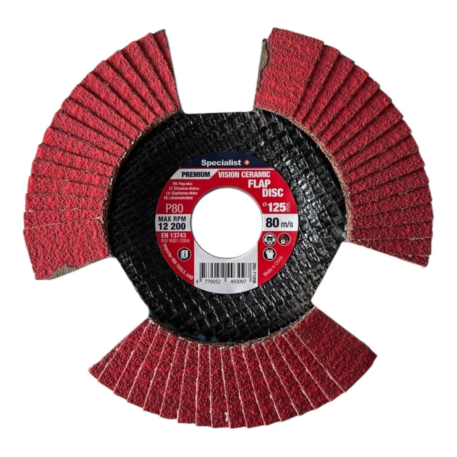 Žiedlapinis šlifavimo diskas SPECIALIST+ Vision Ceramic, 125 mm, P80