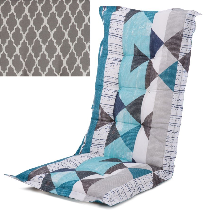 Pagalvėlė kėdei su aukštu atlošu PATIO Capri Hoch H030-06PB, 125x50x8 cm, 52% poliesteris, 48% medvilnė, žalia languota