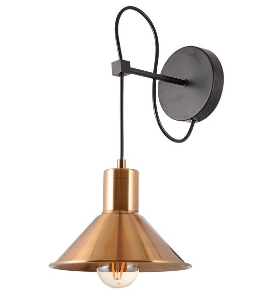 Sieninis šviestuvas G.LUX Gt-650-1A Ela, 1xE27, išmatavimai: 25*20*32 cm, be lemputės kompl., juodos-žalvario sp.