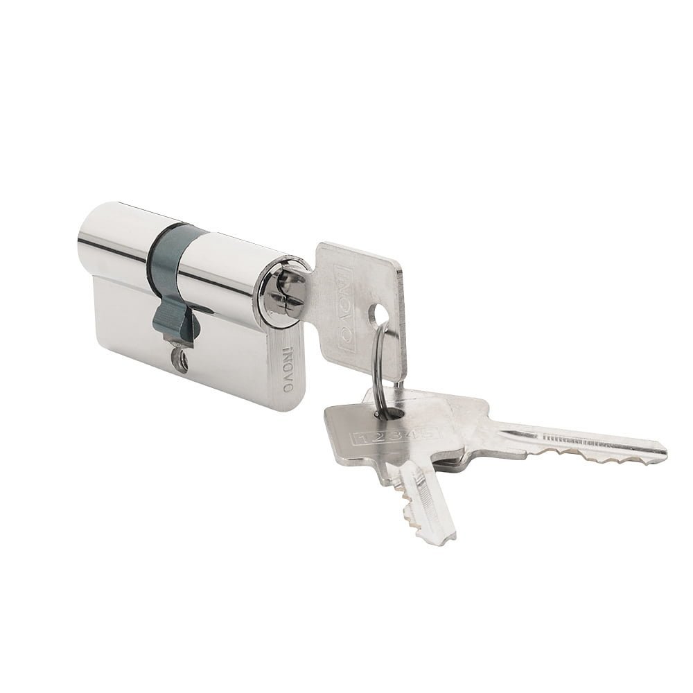 Spynos cilindras INOVO, 60 mm, 30 x 30 mm, 3 raktai, chromo spalvos