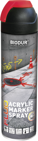 Aerozoliniai konstrukcijų žymėjimo dažai BIODUR, raudoni, 500ml
