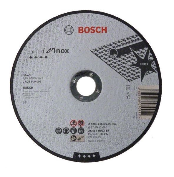 Nerūdijančio plieno pjovimo diskas BOSCH Inox, 180x22x2 mm