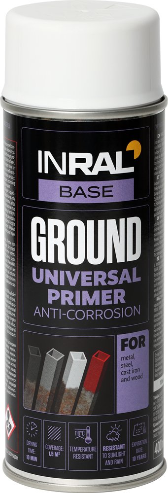 Aerozolinis antikorozinis gruntas INRAL Ground, 400 ml, baltas, RAL9003