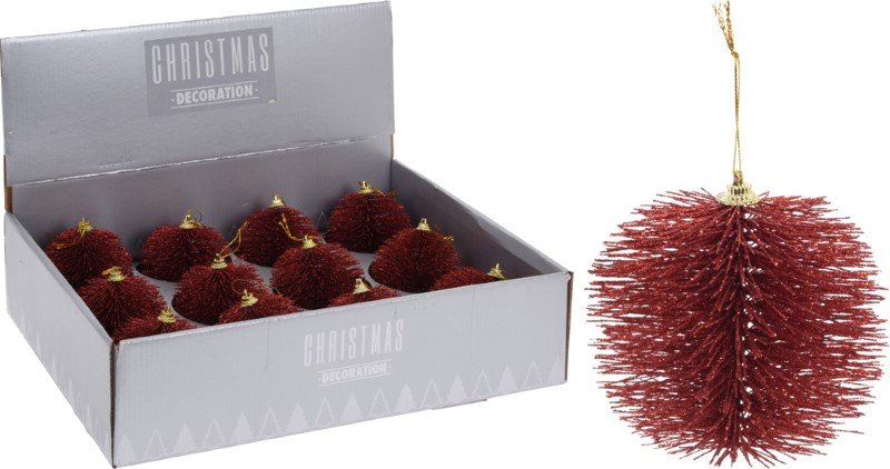 Kalėdinis eglutės žaisliukas Spygliukas, 8 cm, raudona sp.