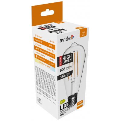 Filamentinė LED lemputė AVIDE, E27, ST58, 4.9W, NW, 4000K, 806 lm