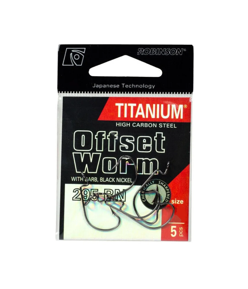Kabliukai ROBINSON Titanium Offset Worm 295, 2 dydis, 5 vnt.