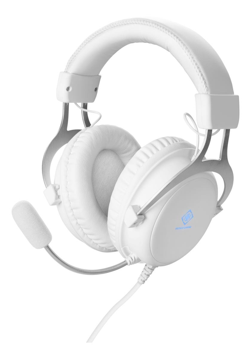 Laidinės žaidimų ausinės DELTACO GAMING WH85, 57 mm, aliuminio rėmas, LED, baltos sp., GAM-030-W