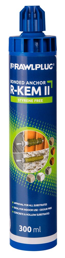 Tvirtinimo derva RAWLPLUG R-KEM-II-300, dvikomponentis metakrilas, 300 ml