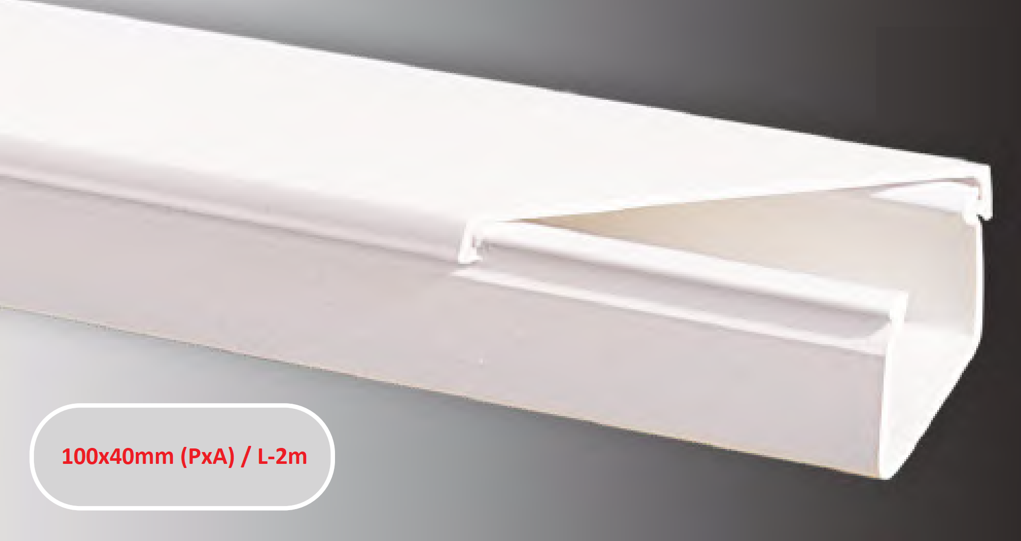 Kanalas kabeliui SERT PLASTIK Sert10040, 2 m, PVC, 100 x 40 mm, baltos spalvos